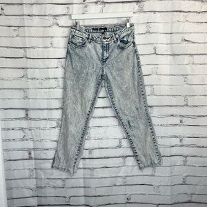 Seethrusoul High Rise Crop Skinny Jeans Acid Wash Women’s 27 Raw Hem Vintage